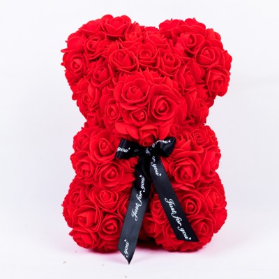 Christmas Gift  25cm Handmade Craft PE Foam Artificial Rose Teddy Bear