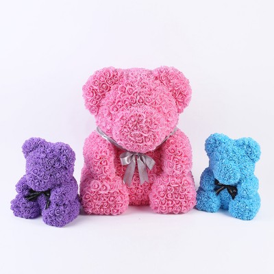 Artificial PE Foam Rose Flower Teddy Bear Handmade Preserved Rose Bear Beautiful Teddy Bear Gift