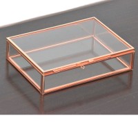 glass and metal square rectangle rose gold box photograph gift