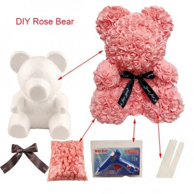 Amazon HOT Sell Pe Rose bear ours en roses artificielle 55cm