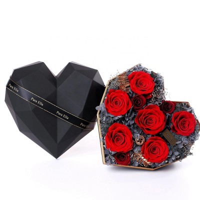 best selling para ella valentine gift preserved roses in heart box preserved fresh immortal flowers