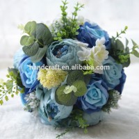 blue color rose/poeny,hydrangea wedding Bridal bouquet