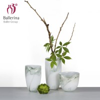 BALLERINA famous Chinese artist design porcelain artificial flowers and glass vase for hot sale