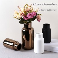 High Quality copper color ceramic flower vase for home decor .