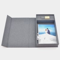 personalized wedding European glass earring velvet linen photo hamper gift box