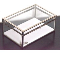 high quality gift packaging new jewellery silver velvet linen insert custom glass box with handle